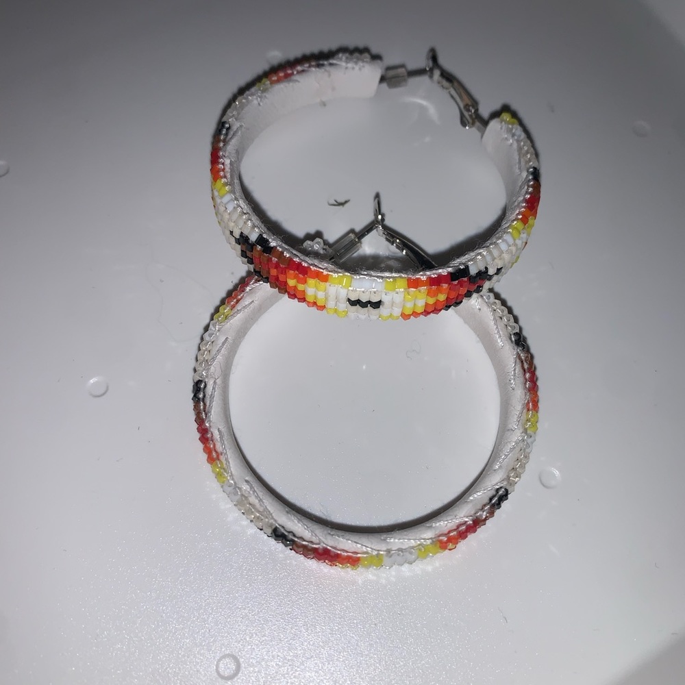 Authentic Native American, sterling silver beaded earrings.